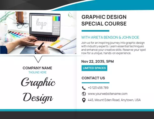 Creative Graphic Design Course Registration and Workshop Brochure Template