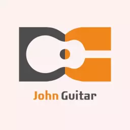 Creative Gray and Orange Guitar Design Representing Music Logo Template