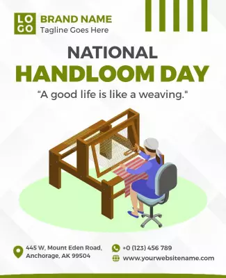 Creative Green Handloom Day Celebration Poster Template
