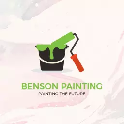 Creative Green Paint Roller in Bucket For Professional Painting Logo Template
