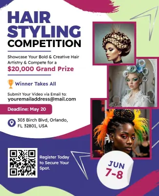 Creative Hair Styling Competition Event Flyer Template