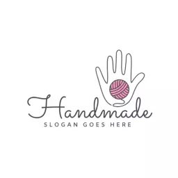 Creative Hand Illustrating Crafting with Yarn in Handmade Logo Template