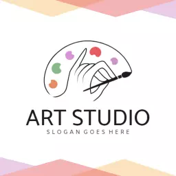 Creative Hand with Palette Reflecting Artistic Expression Logo Template