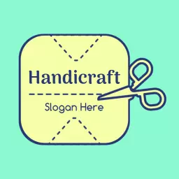 Creative Handicraft Design with Scissors and Stitching Logo Template
