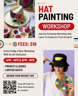 Creative Hat Painting Art Workshop Event Flyer Template
