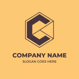 Creative Hexagonal C Letter Design on Yellow Background Logo Template