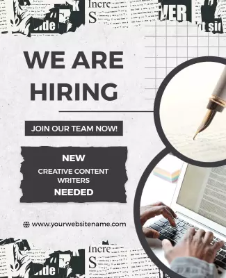Creative Hiring Announcement for Content Writers Poster Template