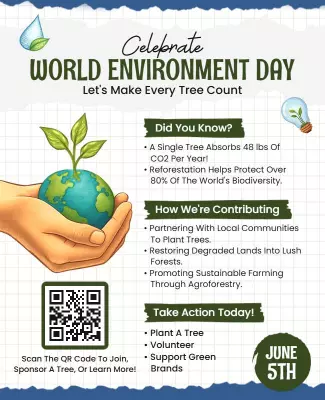 Creative Illustrated Eco-Conscious Tree Planting Awareness Poster Template
