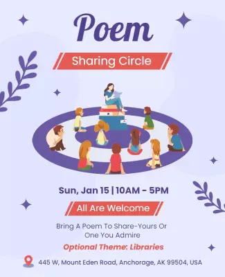 Creative Illustrated Poem Sharing Circle Event Poster Template