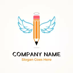 Creative Illustration of a Pencil with Angel Wings Logo Template