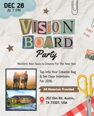 Creative Intentions Vision Board Party Flyer Template
