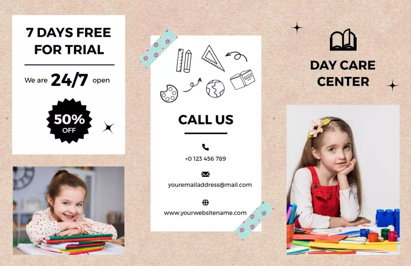 Creative Learning Environment Daycare Center Brochure Template