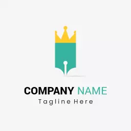 Creative Logo Featuring Pen and Crown for Company Identity Logo Template