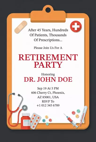 Creative Medical Professional Retirement Party Invitation Template