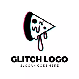Creative Melting Pizza Design in Glitch Style Logo Template