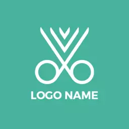 Creative Mint Green Scissors Design for Modern Salon Logo Template