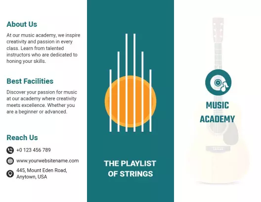Creative Music Academy Passion and Learning Brochure Template