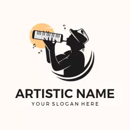 Creative Musician Playing Melodic Keys Stylish Artist Logo Template