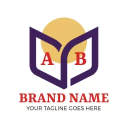 Creative Open Book Design Featuring Vibrant Yellow Sun Logo Template