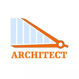 Creative Orange and Blue Architectural Design Emphasizing Precision Logo Template