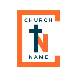 Creative Orange and Blue Church Name Logo with Cross Symbol Logo Template