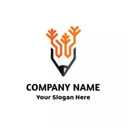 Creative Orange Pencil Design Symbolizing Company Innovation Logo Template