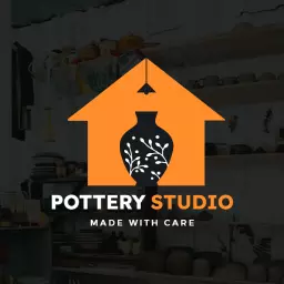 Creative Orange Pottery Studio Showcasing Handmade Art Logo Template