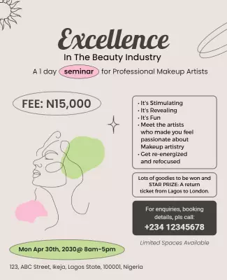 Creative Pastel Beauty Seminar for Makeup Artists Poster Template