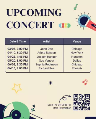 Creative Pastel Upcoming Concert Schedule Poster Template