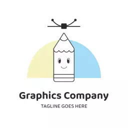 Creative Pencil Icon with Soft Blue and Yellow Graphics Logo Template