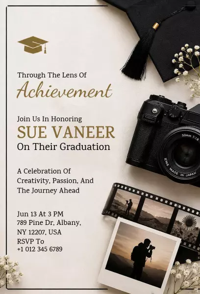 Creative Photography Graduation Celebration Invitation Template