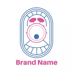 Creative Pink and Blue Drummer Design for Music Logo Template