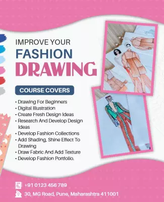Creative Pink Fashion Drawing Course Enrollment Poster Template