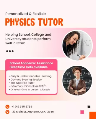 Creative Pink Physics Tutor Academic Assistance Poster Template