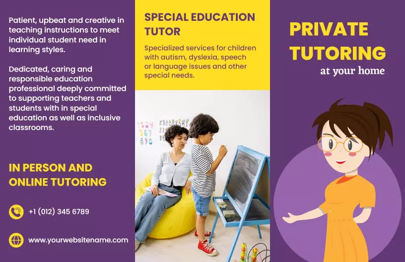Creative Private Tutoring for Special Education Services Brochure Template