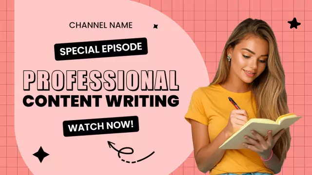 Creative Professional Content Writing Tips Trending YouTube Thumbnail Template