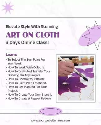 Creative Purple Art on Cloth Online Class Poster Template