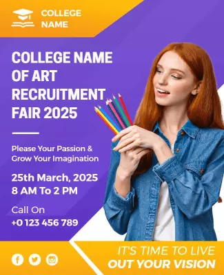 Creative Purple Art Recruitment Fair Event Flyer Template