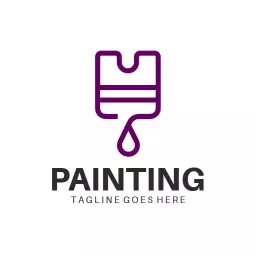 Creative Purple Paintbrush Design Showcasing Artistic Painting Logo Template