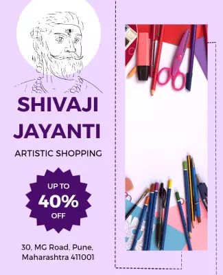 Creative Purple Shivaji Jayanti Artistic Shopping Poster Template