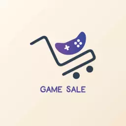 Creative Purple Shopping Cart Design for Game Sale Logo Template