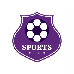 Creative Purple Sports Club Badge Featuring Soccer Design Logo Template