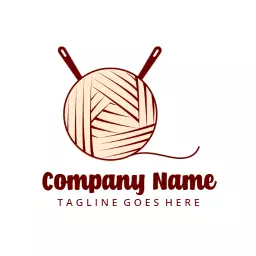 Creative Red and Cream Yarn Ball for Wool Crafts Logo Template