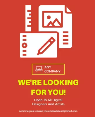 Creative Red Digital Designer Recruitment Poster Template