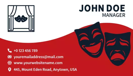 Creative Red Drama Theater Manager Business Card Template