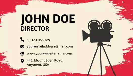 Creative Red Film Maker Director Business Card Template