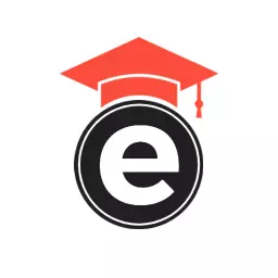 Creative Red Graduation Cap Highlighting Learning Alphabet Logo Template