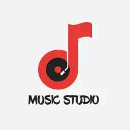 Creative Red Music Note Design Highlighting Music Studio Logo Template