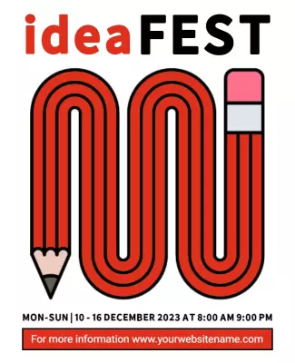 Creative Red Pencil Theme for Idea Festival Poster Template