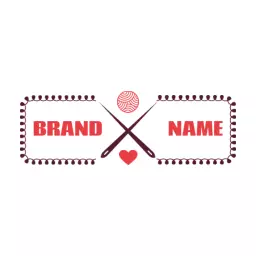 Creative Red Yarn and Knitting Needles Showcase Wool Logo Template